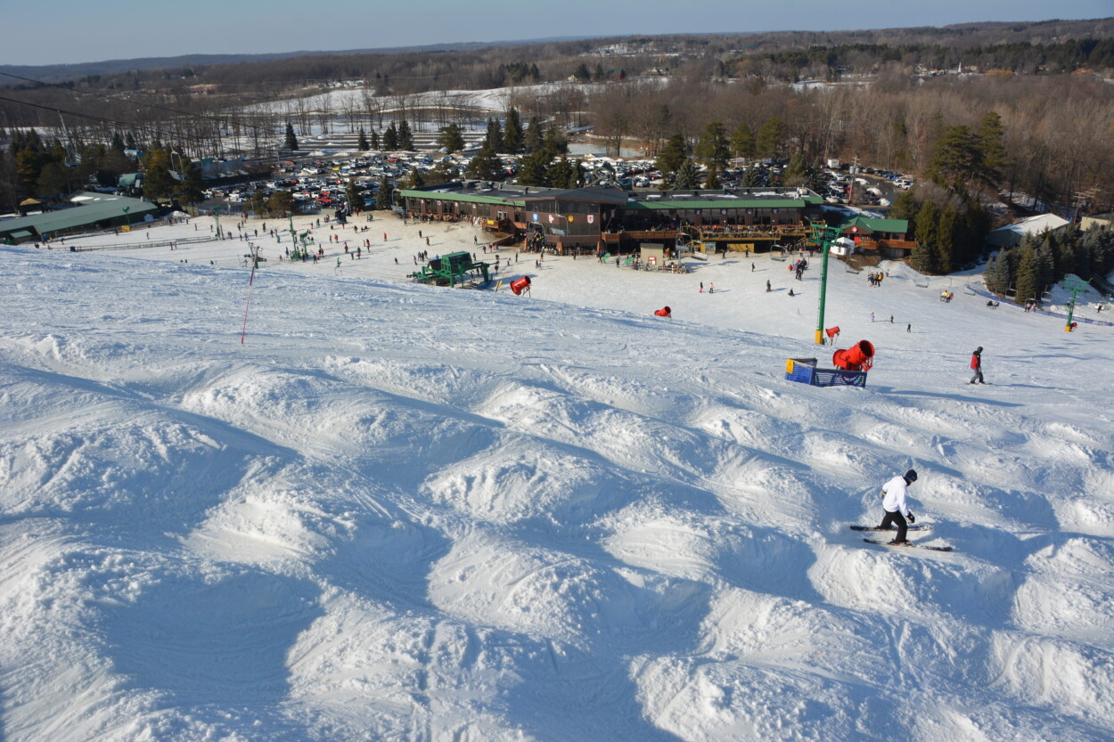 The mogul run on the Bumper Trail at Pine Knob Ski and Snowboard resort in Clarkston MI photo by Michael Dwyer