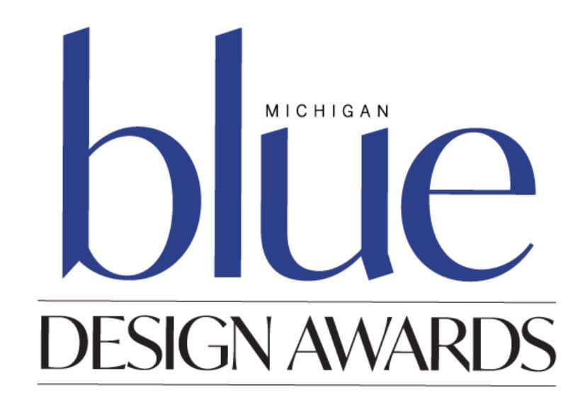 A blue logo for Michigan Blue Design Awards